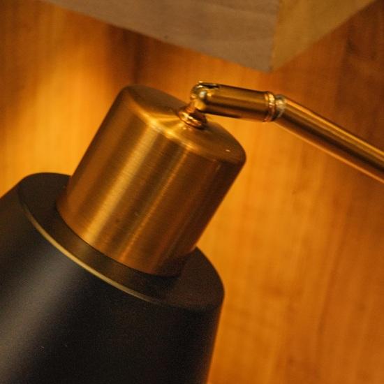 Brass Metal Table Lamp for Study Office Desk Reading Black Polished with Adjustable Head and Body, LED Light with Wired ON Off Switch Gift