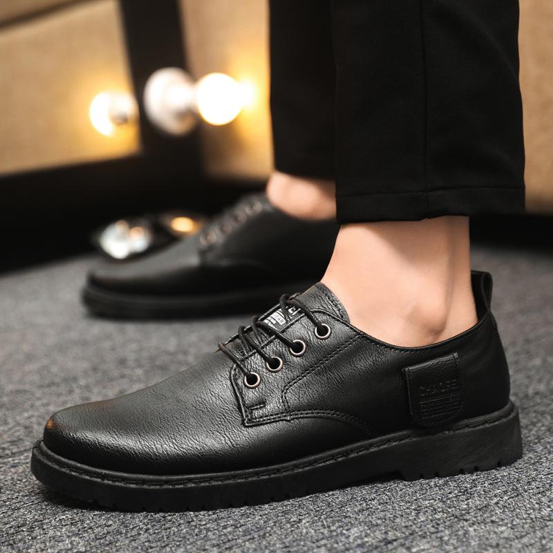 Spring Boys Work Lazy Shoes Men'S Business Casual Leather Shoes Men'S Black Leather Surface Men'S Breathable High-End Thick Sole