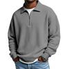 2026 autumn and winter new semi-zipper loose polo collar waffle long-sleeved casual top men's clothing