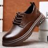Spring Derby Shoes Men's Low Top Martin Boots Round Head Big Head Shoes Black Tooling Shoes Platform Casual Leather Shoes