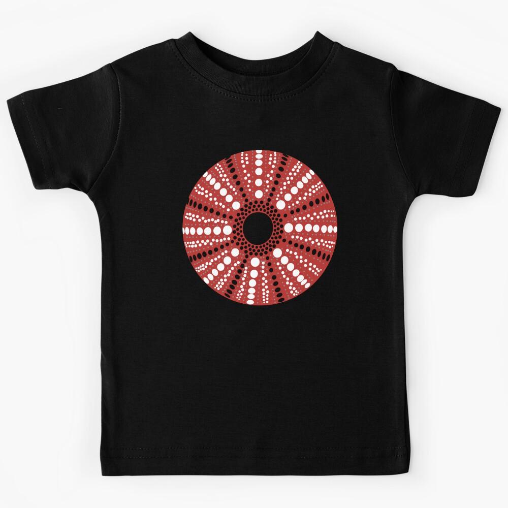 Minimal Geometric Sea Urchin Shell Red Kids T-Shirt 130