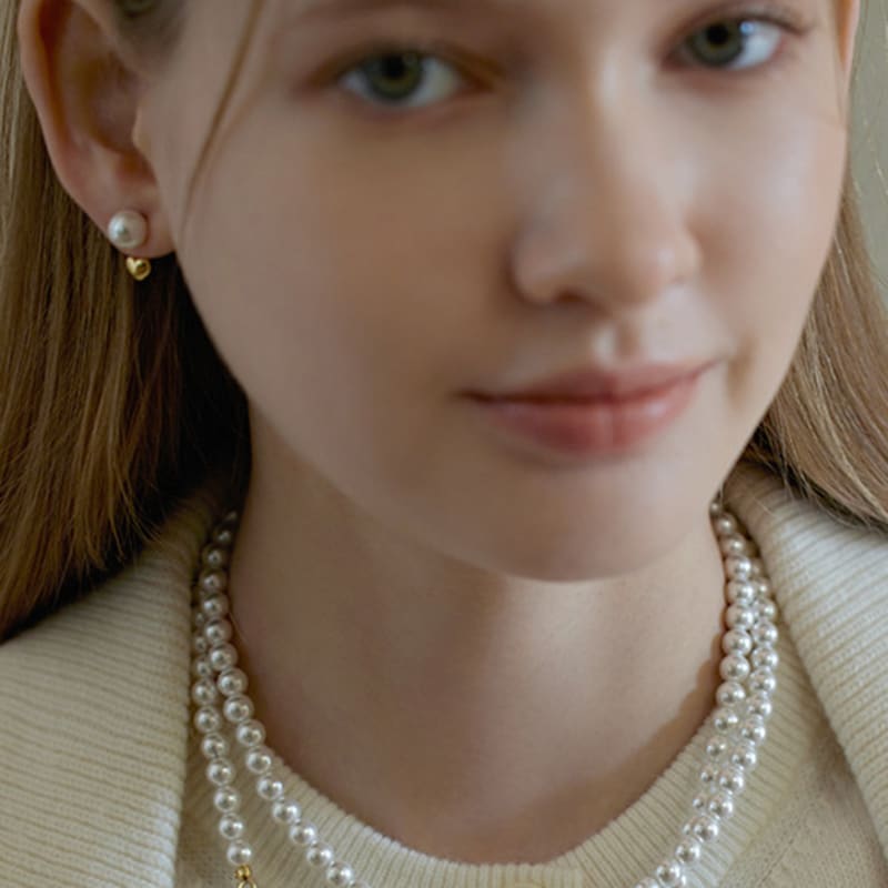 Lewe Pearl heart two-way earring