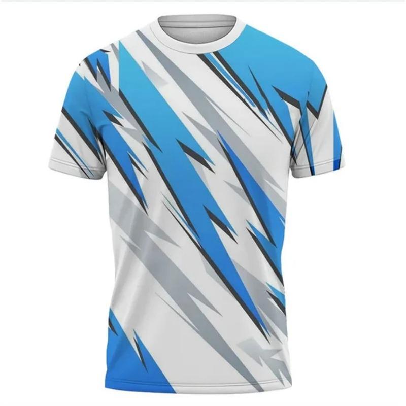 Modische Sport-T-Shirts für Herren Sommer Trend Rundhals 3D-bedruckte T-Shirts Locker Atmungsaktiv Fitness Laufen Tennis Oberteil