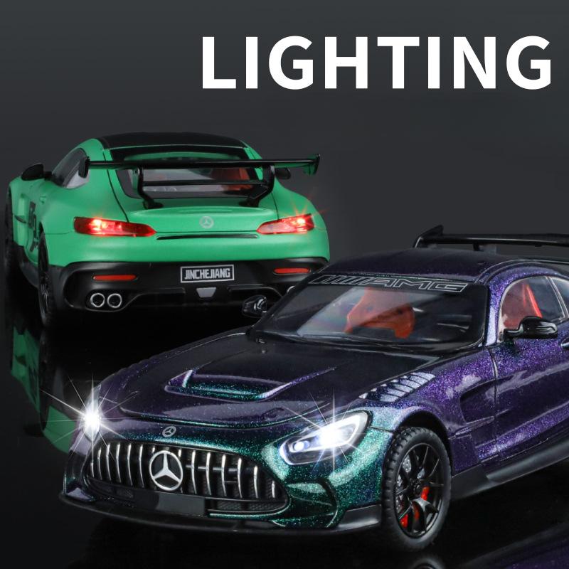 Simulation 1:24 Benz AMG-GT Super Car Model with Sound and Light Collection Diecast Miniature Voiture Home Decor Boy Car Toy