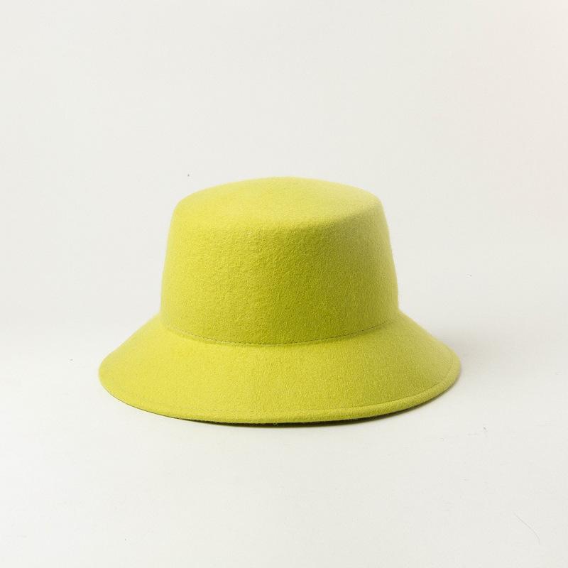 Autumn and winter new fashion woolen basin bucket hat women's casual simple concave felt top hat tide