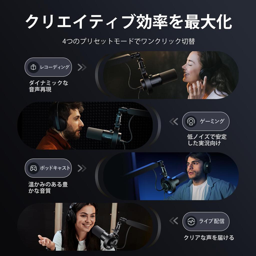 MAONO PD300XT USB XLR Dynamic PC Microphone for Unidirectional and Content Creation Microphone, 192kHz/24bit, Podcasts, Noise-Canceling, Studio,