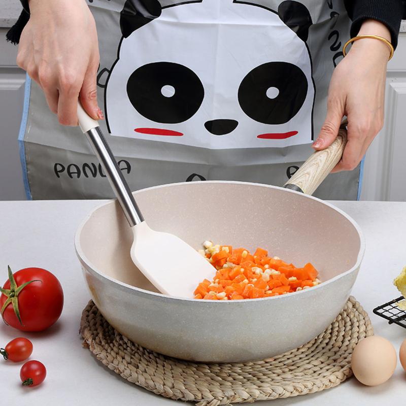 Stainless Steel Handle Silicone Soup Spoon, Food-Grade High-Temperature Resistant Cooking Silicone Kitchen Utensil Spoon.