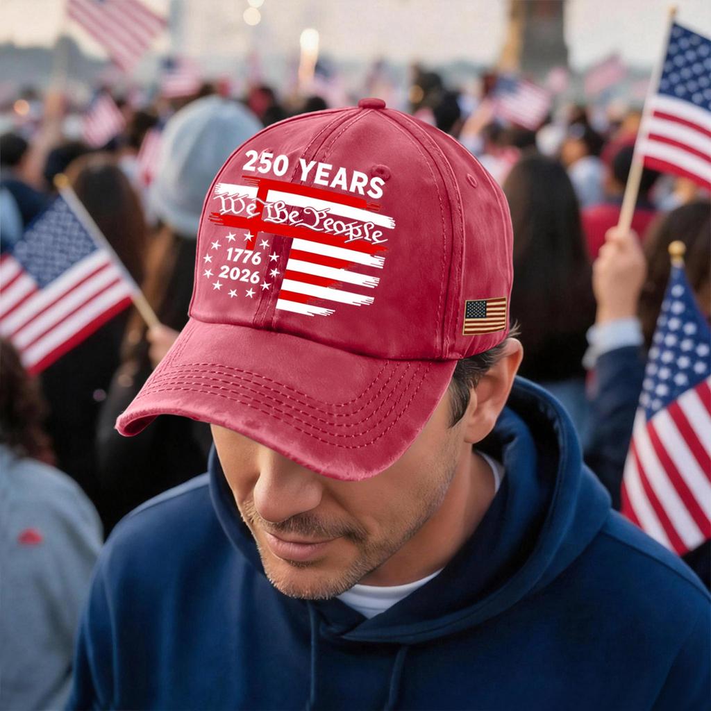 Men's and Women's Matching American 250th Anniversary Anniversary Embroidered Vintage Washed Baseball Cap