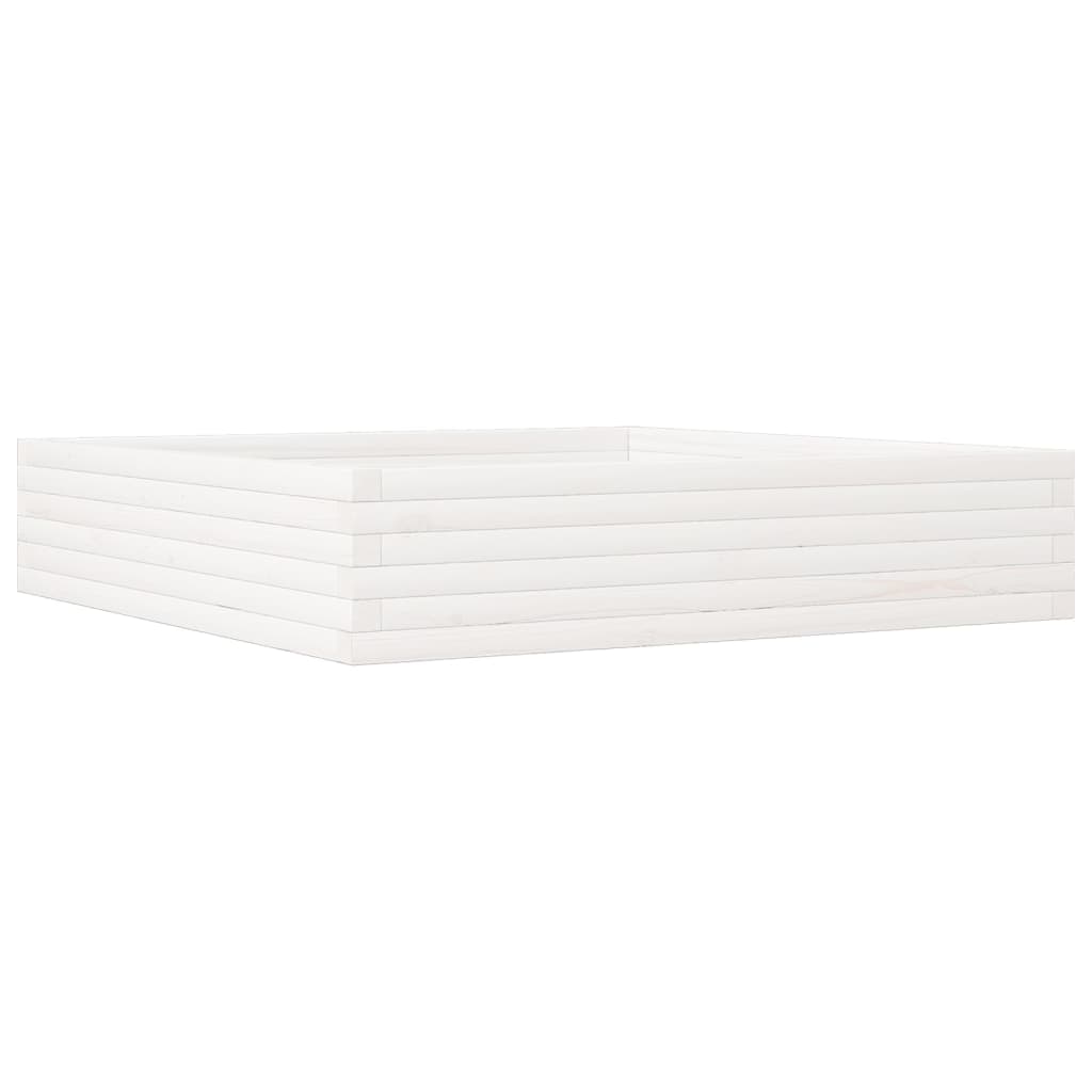 Plant Box White 110x110x23 Cm Solid Pine Wood