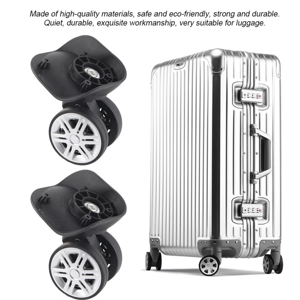 1 Pair Durable Mute Luggage Wheels Double Row Black Suitcase Wheels 360° Rotation Luggage Caster Wheels Suitcase Repair