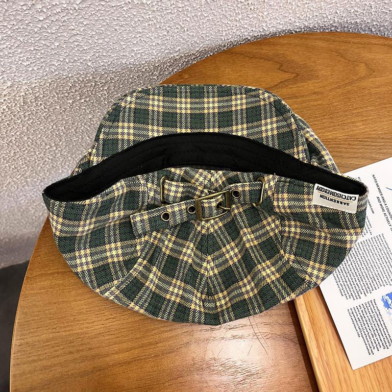 Trendy Retro Grid Print Newsboy Cap Windproof Warm Features Streetwear Casual