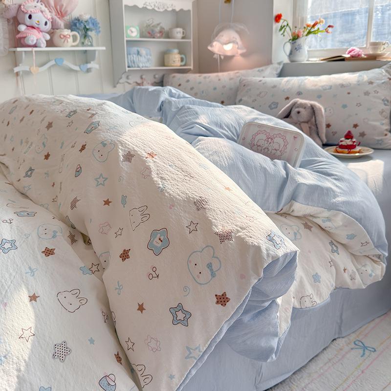 Pure Cotton Cloud Feel Double Layer Dormitory All Cotton Wood Cotton Quilt Cover Soft Breathable Durable Bedding Essential