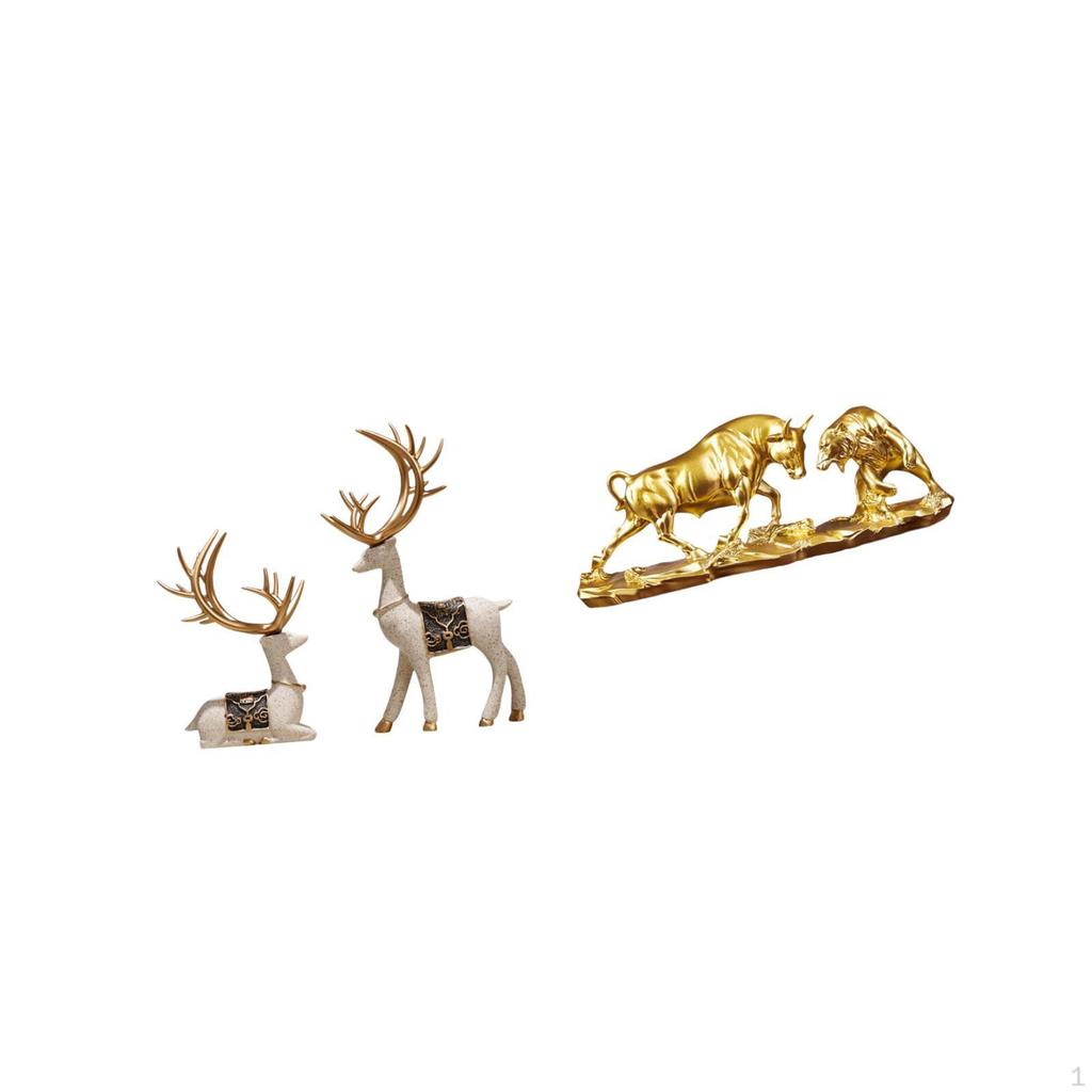 Sitting Standing Deer Statues Bull Figurine Modern Artwork Chinese Animal Sculpture Ornaments for