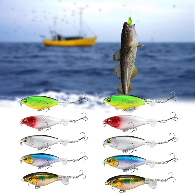 5Pcs Propeller Noise Baits Topwater Fishing Lures Propeller Tractor Hard Baits Fish Hook for Saltwater and Freshwaters