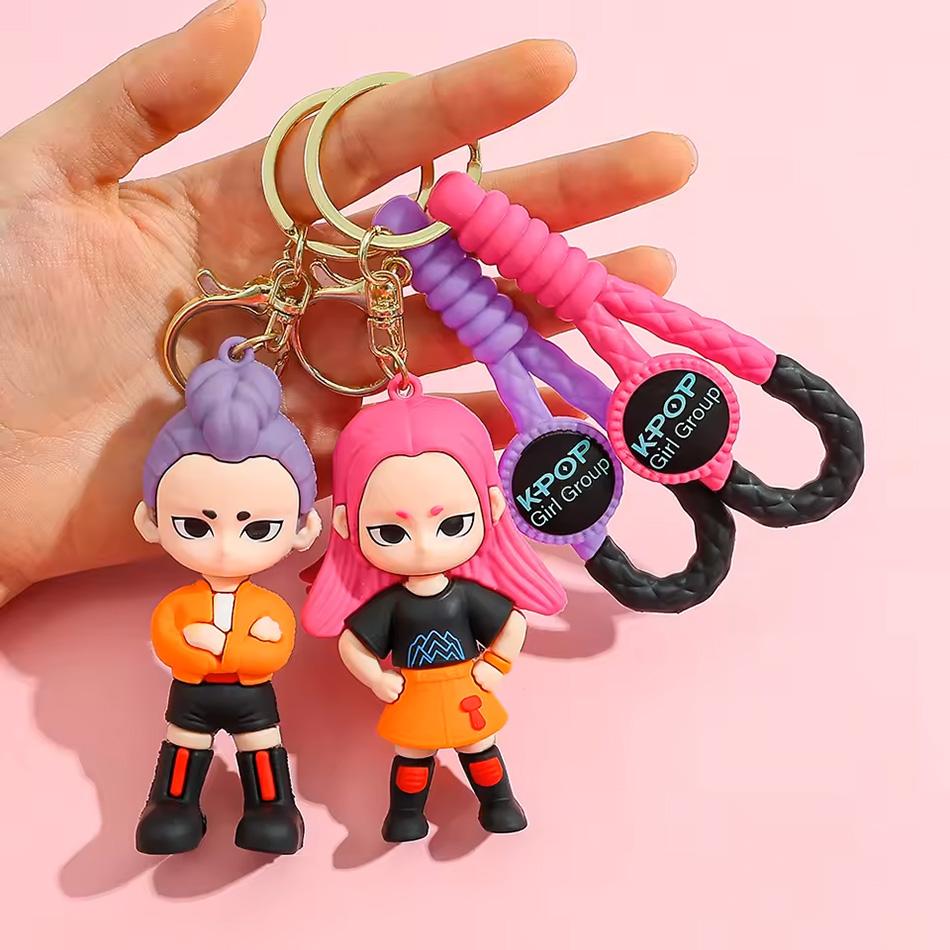 KPOP Dämonenjäger Schlüsselanhänger, Tiger Charakter PVC Figur Schlüsselanhänger, Niedlicher Harajuku Stil Schlüsselring für Kinder & Fans Halloween Geschenke