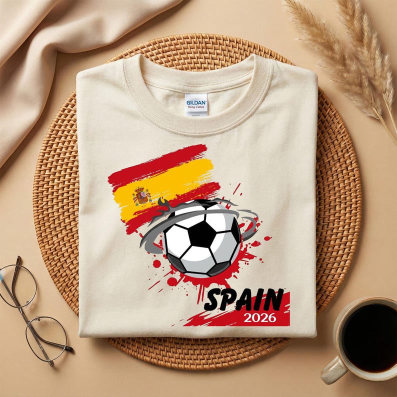 Spain Soccer 2026 World Cup T-Shirt, Spanish Flag Football Fan Graphic Tee, FIFA World Cup 2026 Spain Team, Unisex Football Fan Tee