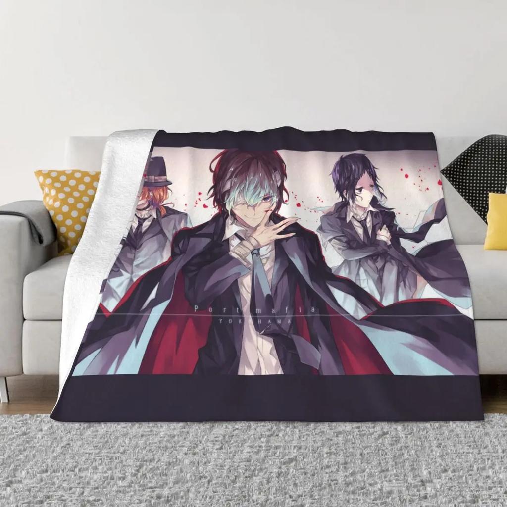 Anime Osamu Dazai Knitted Blankets Bungou Stray Dogs Throw Blanket Summer Air Conditioning Portable Ultra-Soft Warm Bedspreads
