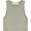 Essentials FW25 Grey Short Sleeveless Top Solid Ribbed Texture Round Neck Crop Tank Women Tops 192SP257696FW