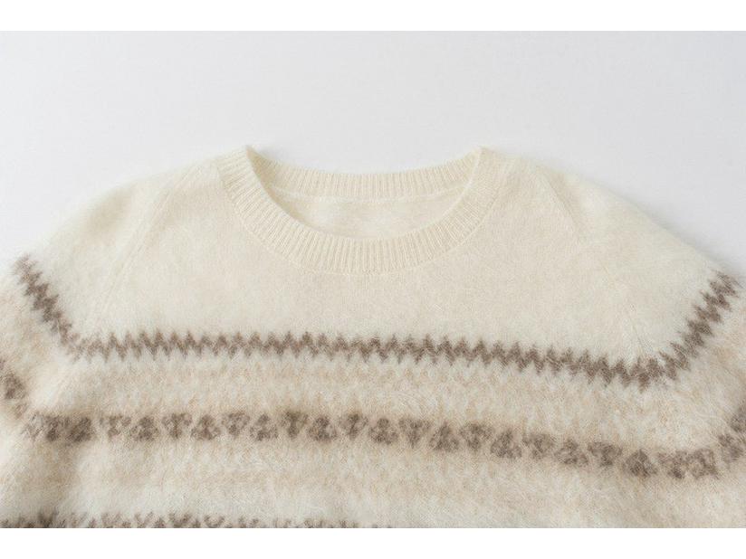 2025 Women's Round Neck Cashmere Sweater - Versatile Color Block Knitwear