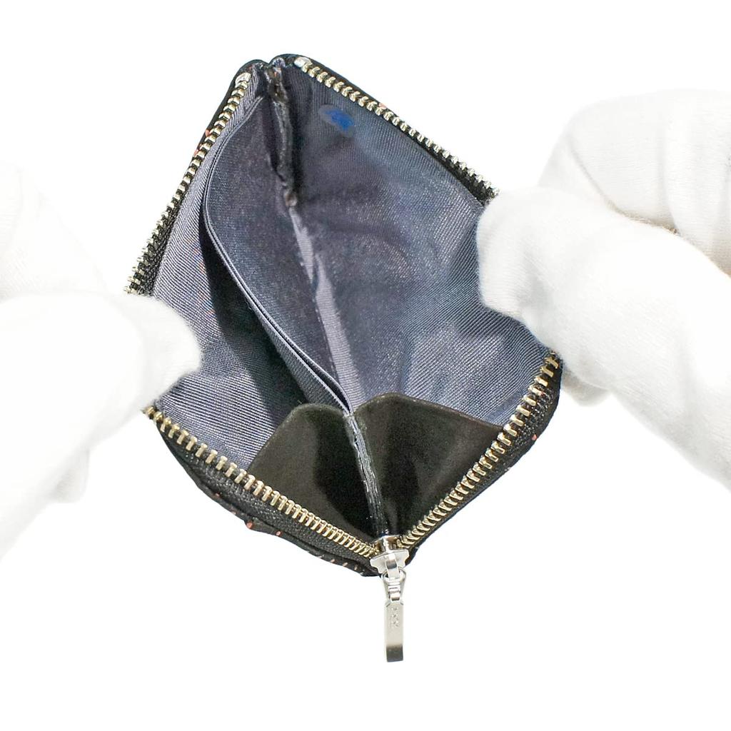 Indenya Inden Coin Purse F Coin Purse 05 Deerskin Black with Pink Lacquer Cosmos Pattern 1005-51-175