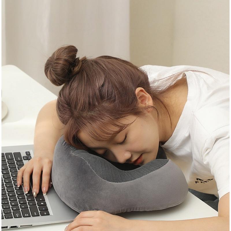 Cotton U Shaped Slow Rebound Travel Neck Pillow with Storage Bag for Airplane Office Nap Portable Support Cozy Companion