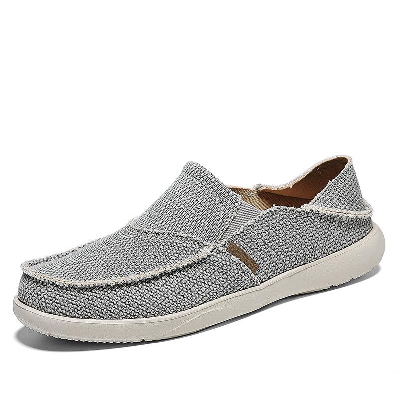 

New Arrival Spring Summer Comfortable Casual Shoes Lightweight Mens Canvas Shoes For Men Slip-On Fashion Flat Loafers Shoes 39 серый