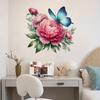 Peony Floral Butterfly Wall Sticker Self-Adhesive Removable for Living Room Bedroom Elegant Home Decor Art