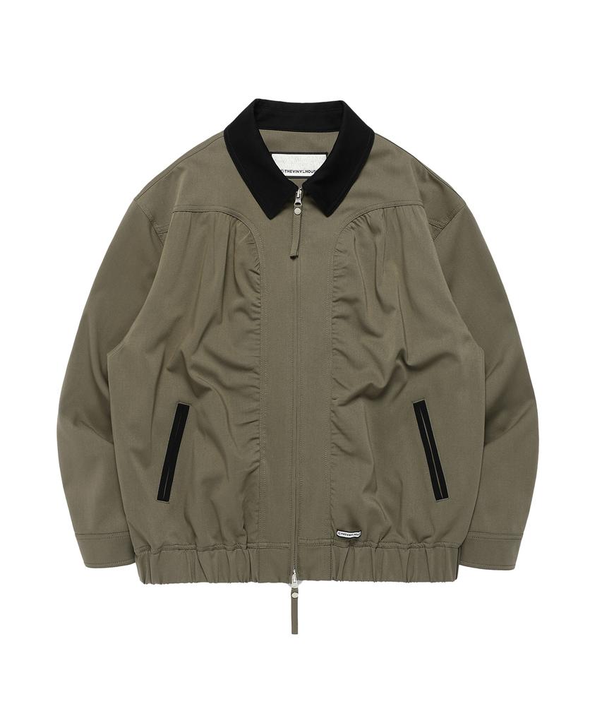 Thevinylhouse Mixed Collar Blouson Jacket Khaki