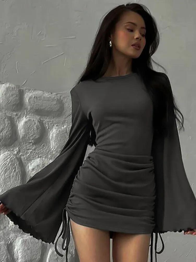 Women's Commuting Fashion Sleeve Drawstring Hip Dress For Women