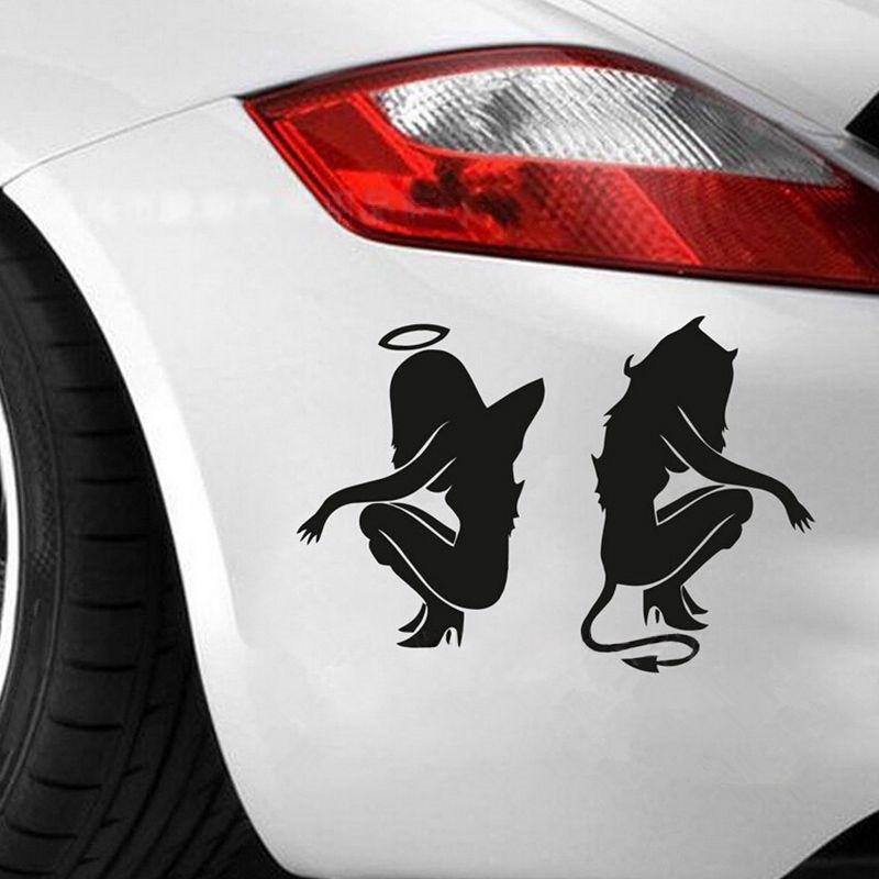 Car Sticker Angels and Demons Car Stickers Creative Sunscreen Decals Waterproof Scratch Proof Vehicle Car Sticker