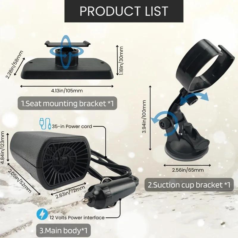 Energy Saving 12V Car Heater ECO Mode Silent Defrost Defog Device Portable Windshield Warmer For Long Drive Winter Essential