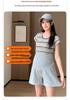 Maternity Casual Wide-Leg Cotton Shorts - Solid Color, Three-Quarter Length, Summer Wear