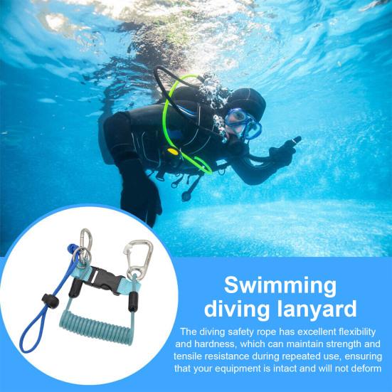 Scuba Diving Coil Landyard Stainless Steel Spring Lanyard with Quick Release Buckle Swimming for Underwater Camera Flashlight