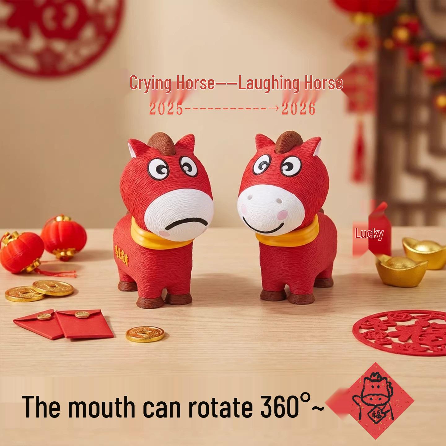 2026 Creative 3D Printed Rotatable Horse Ornament - Year of the Horse New Year Gift and Spring Festival Toy. 9CM