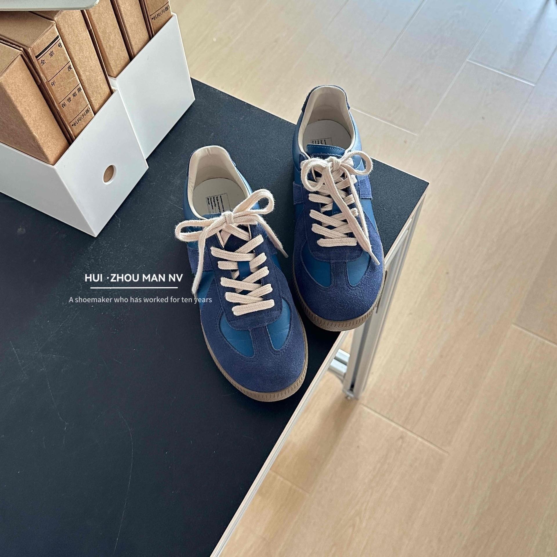 

Cowhide version~ Su Yinyin flat-bottomed sports leisure jogging leather retro German training board shoes women s little white shoes Forrest Gump s 40