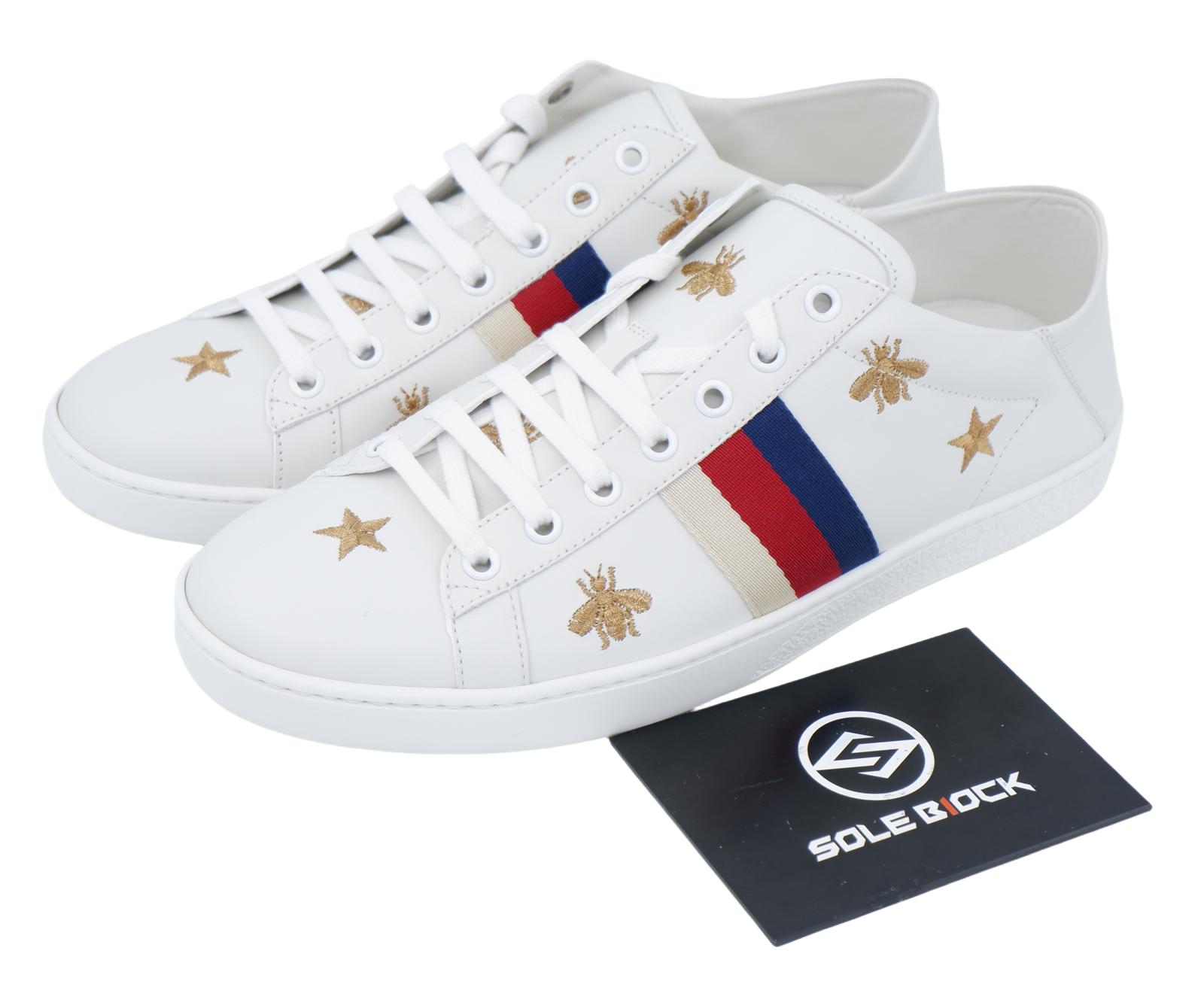 

Gucci Bees/Stars Embroidered Low Top Fashion Board Shoes Women s White Sneaker 35.5