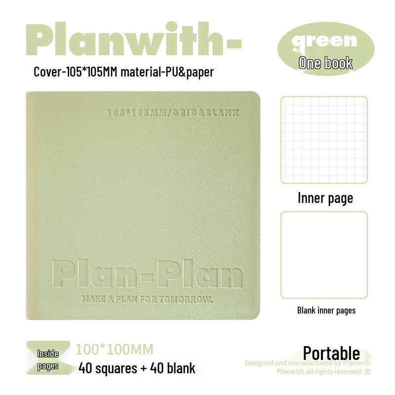 CUBE Planwith Portable Softcover Notebook - Waterproof PU Leather, Stitch-Bound, Pocket Size, 100g Paper