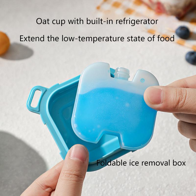 Portable Bilayer Salad Cup Breakfast Plastic Cup With Spoon Detachable Ice Box Seal Preservation For Storing Milk Fruits Oatmeal