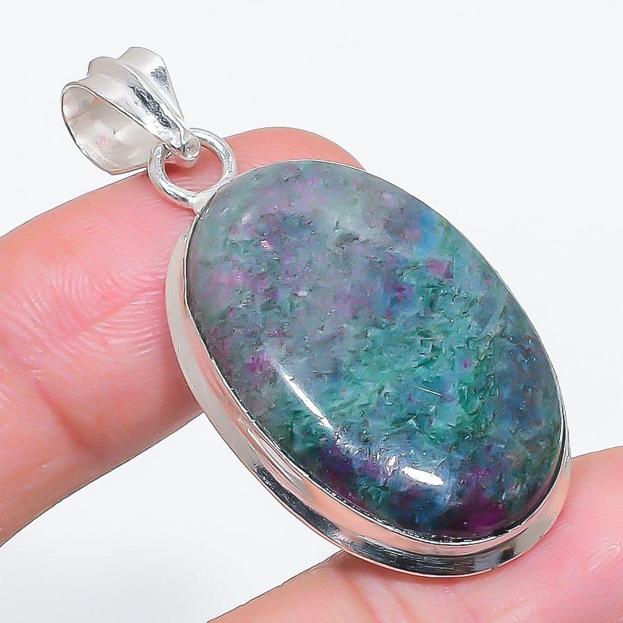 

Natural Ruby Fuchsite Gemstone 925 Sterling Silver Jewelry Pendant 1.89 E0j63