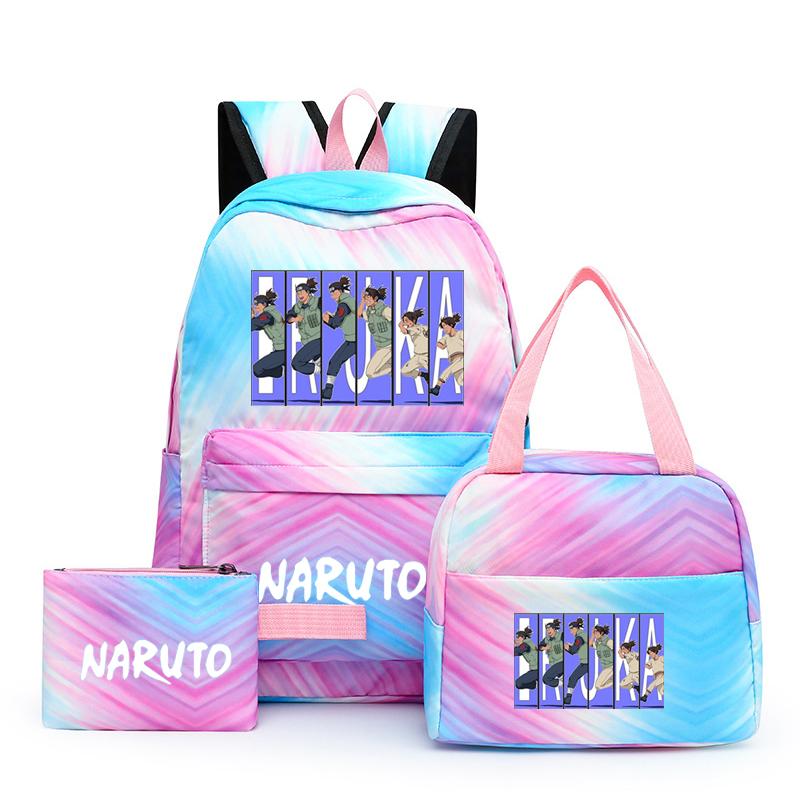 3-teiliger Schulrucksack für Mädchen Y2K mit Lunch-Taschen, Studenten-Taschen-Set, Kinder-Stifttasche, zurück zur Schule, Anime-Leinwand-Rucksack