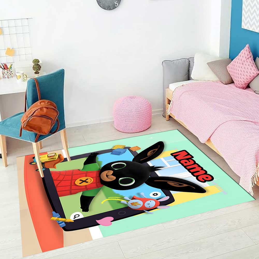 Bunny Customize your name rug, office chair cushion, home bedroom living room gift.