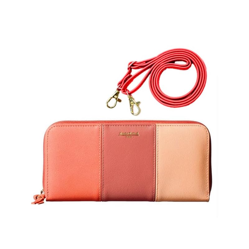 

[Rinle] wallet ladies long wallet large capacity brand Vertical card storage round zipper synthetic leather With special box (Rose pink (with