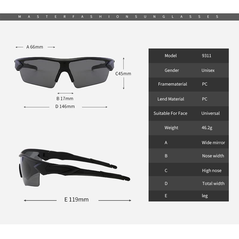 Men's Cycling Glasses Outdoor Sports Glasses Bicycle Dustproof Sunglasses Soft Nose Pad Protective Glasses XSY9311