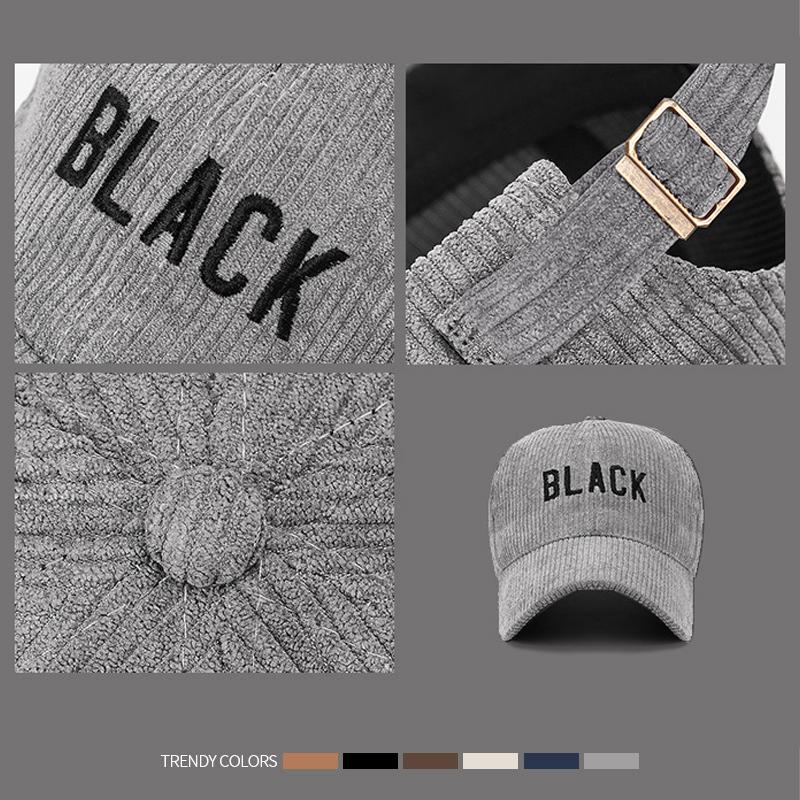 Autumn Winter Striped Corduroy Cap Men Women Letter Embroidery Baseball Cap