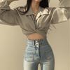 Koreanischer schicker Frühling Fliege Crop Top für Damen