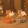 Kawaii Little Cat Tulip Night Light Cartoon Animal Bouquet Sculpture  Bedroom