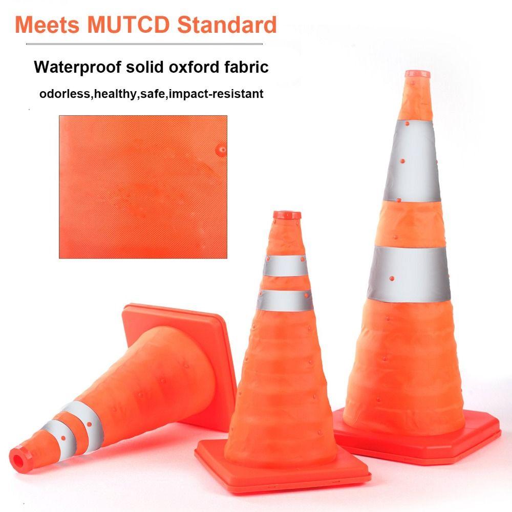 Reflective Stripes Road Cone Barricades Foldable Design Telescopic Folding Cone  Traffic Safety