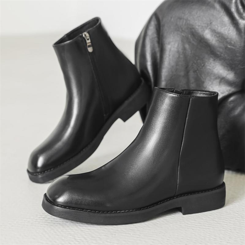 Side Zipper Male Motocross Boots Mens Slip on Low Top Shoes Men's Basic Boots New Arrival Men Winter Plush Snow Boots