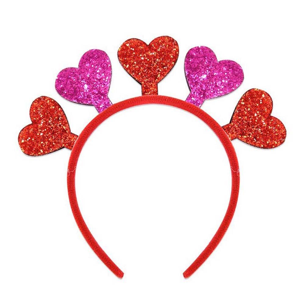 Plastic Valentine's Day Hair Hoop Sequins Shining Heart Hairband Red Heart Headband  Women