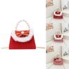Adorable Red Pearl Handheld Princess Purse For Little Girls With Charming Cartoon Design